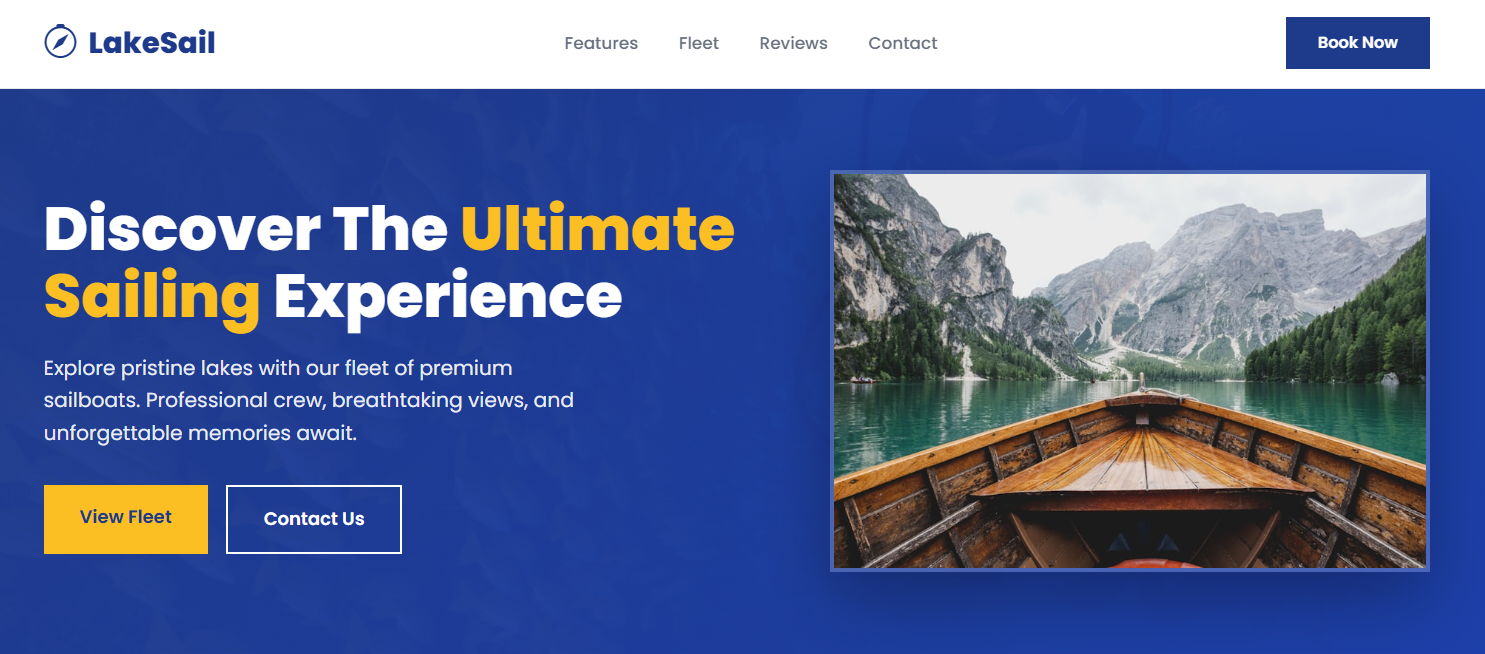 Lake sailing tours — budget-friendly website